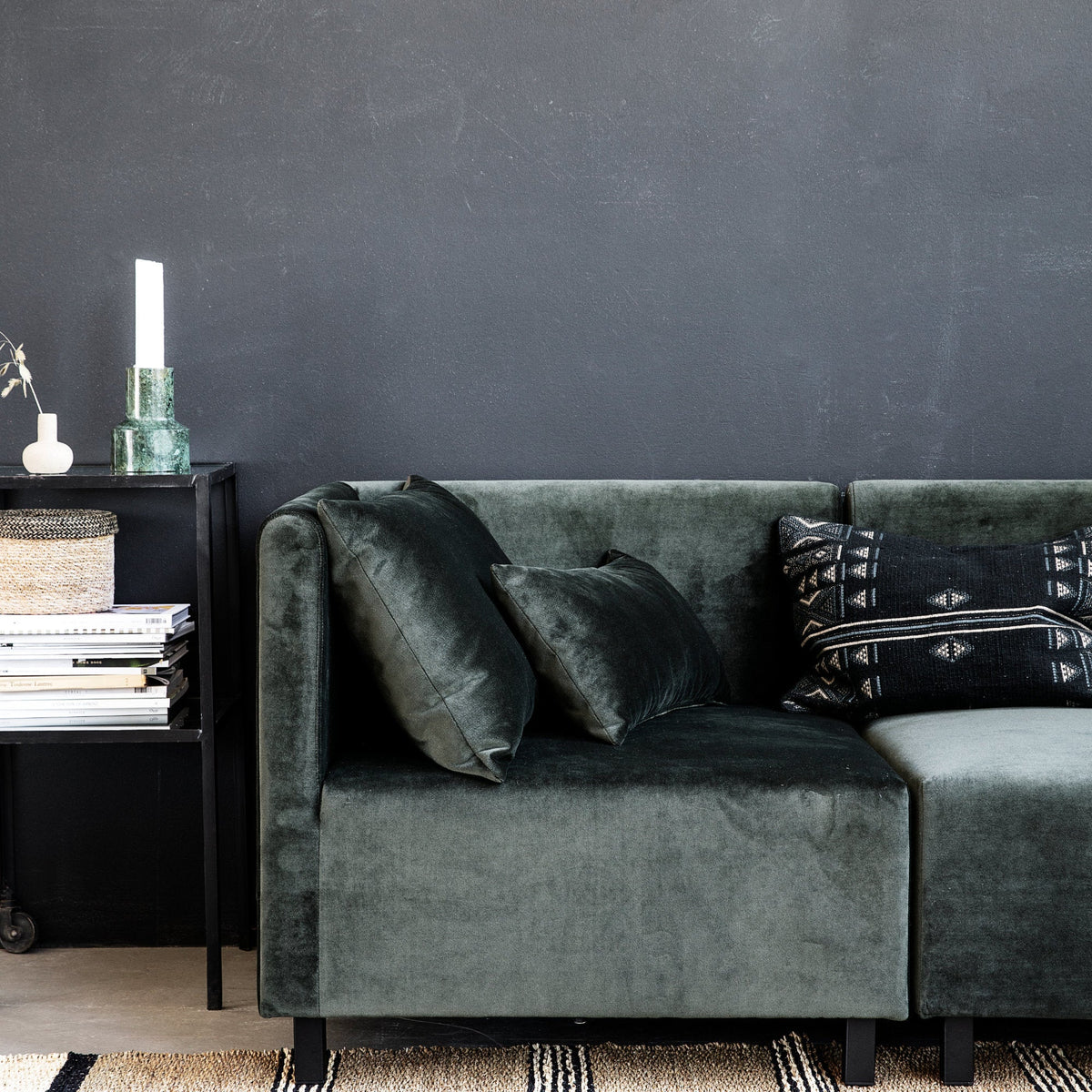 Module d'angle droit en velours Slow Green - House Doctor - The Cool Republic