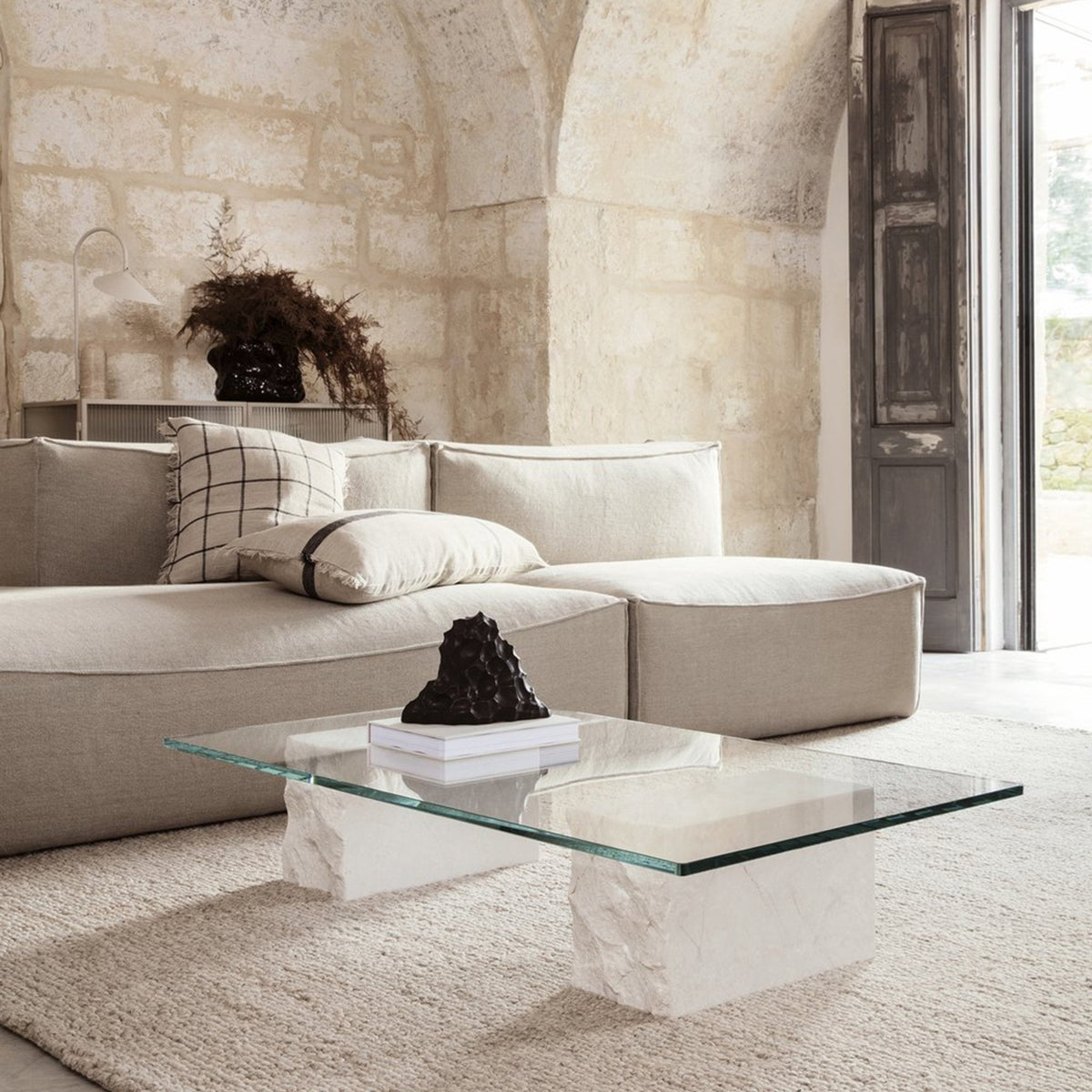 Module d'angle droit profond L 2 places beige Catena - Ferm Living - The Cool Republic