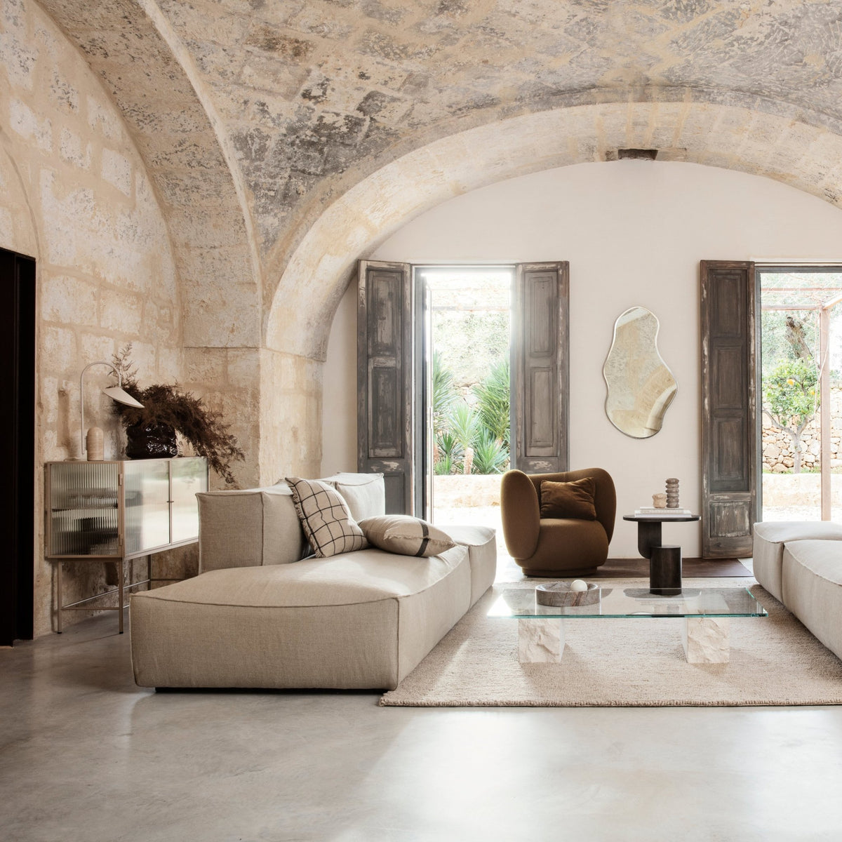 Module d'angle gauche L beige Catena - Ferm Living - The Cool Republic
