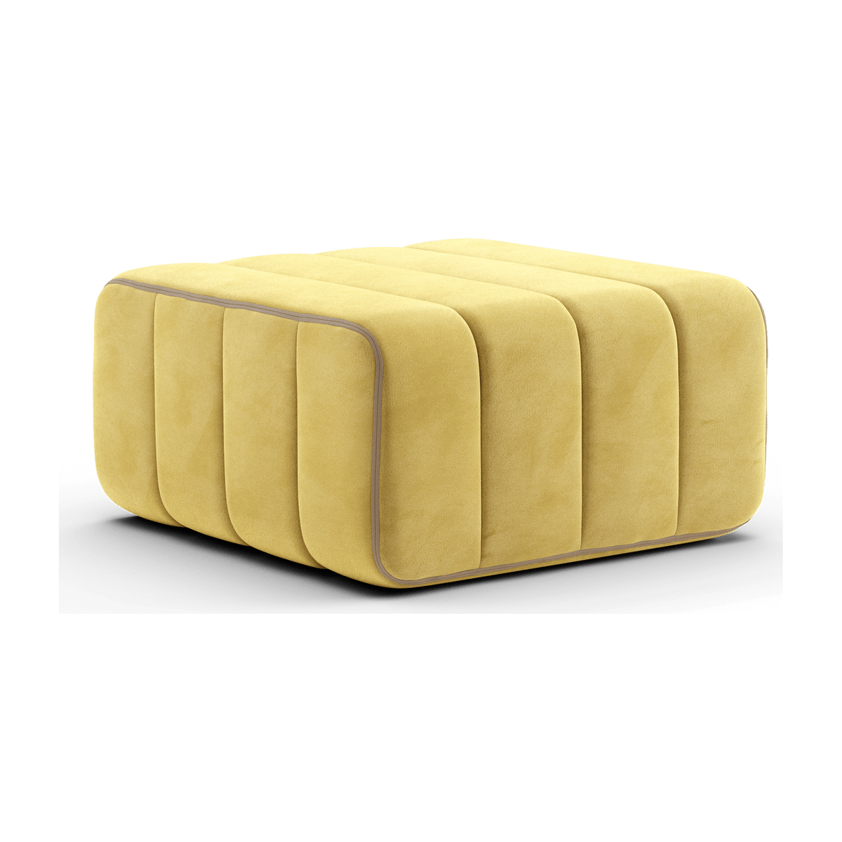 Module en tissu velours Barcelone jaune 68x68x34cm Curt - Ambivalenz - The Cool Republic