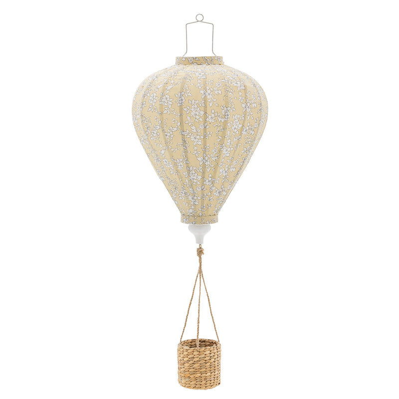 Montgolfière en tissu jaune et panier en acacia 35 x 85 cm Pomp - Bloomingville mini - The Cool Republic