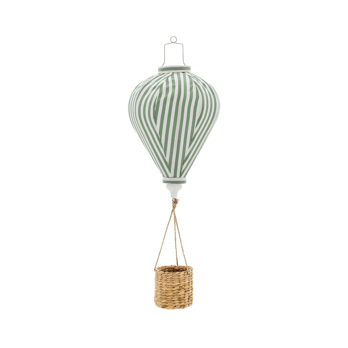 Montgolfière en tissu vert et panier en acacia 25 x 65 cm Pomp - Bloomingville mini - The Cool Republic