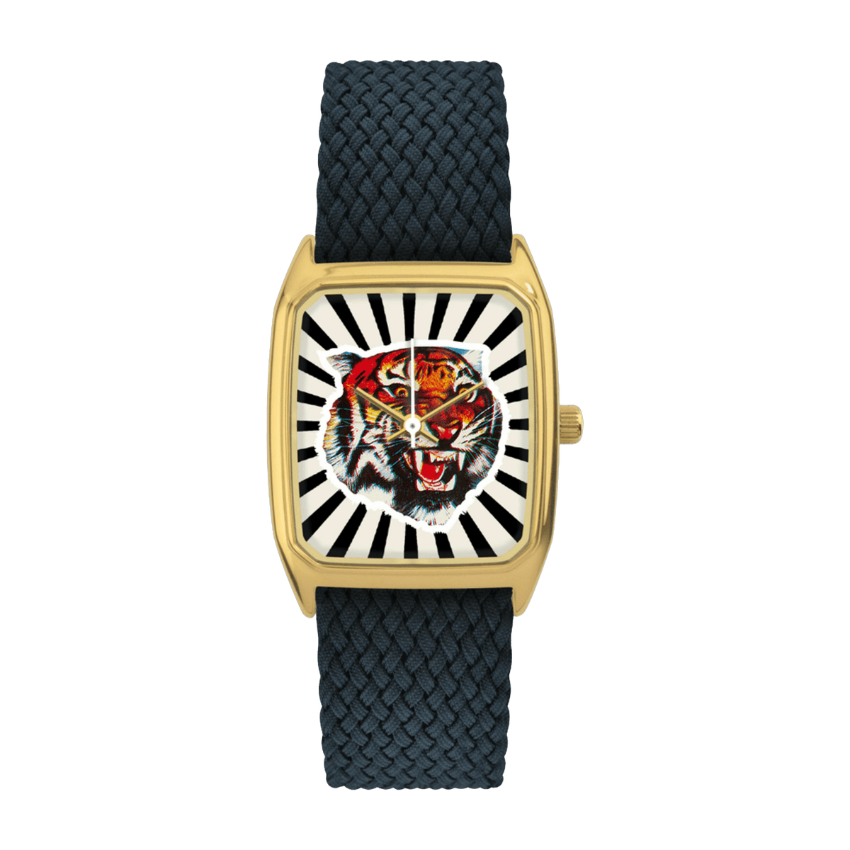 Montre en perlon bleu nuit et cadran doré Bengal Noir - Laps - The Cool Republic