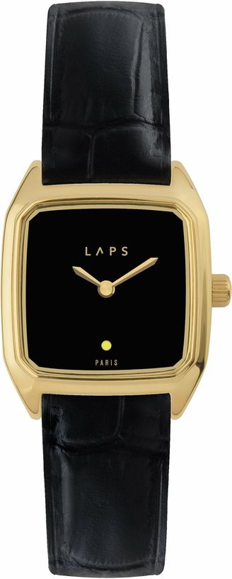 Montre noire en cuir et cadran doré Prima Oria - Laps - The Cool Republic