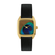 Montre noire paon et cadre doré Prima - Laps - The Cool Republic
