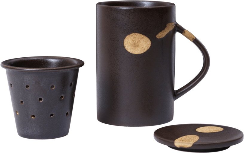 Mug pour thé avec infuseur en grès marron 11x7,5x10cm Koyo - Ferm living - The Cool Republic