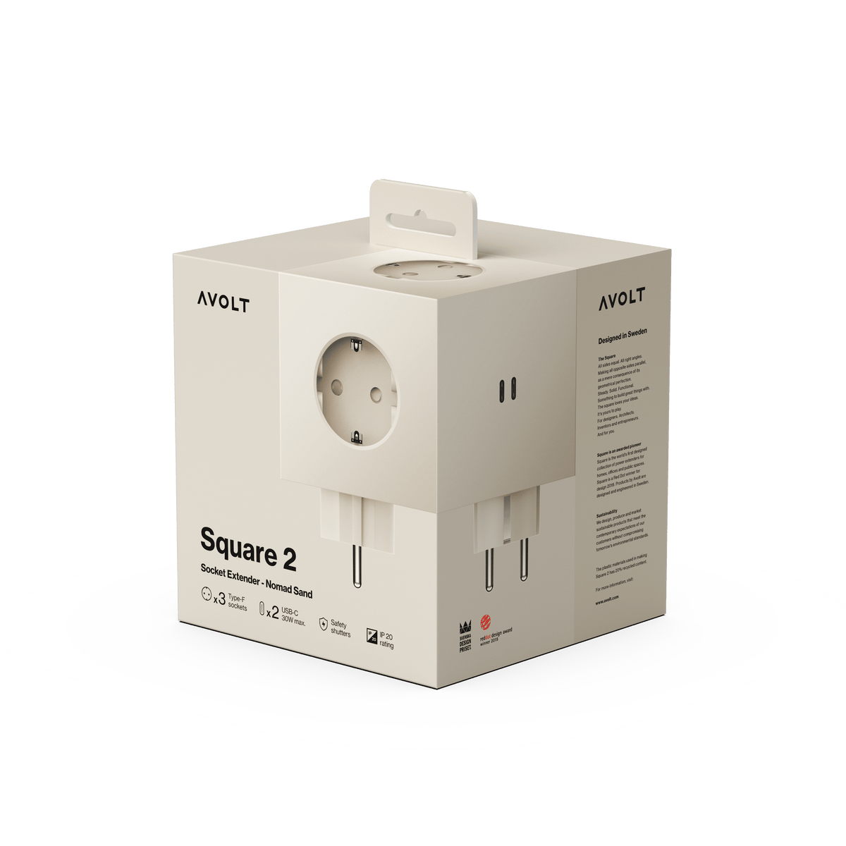 Multiprise murale USB-C 30W beige Square 2 - Avolt - The Cool Republic