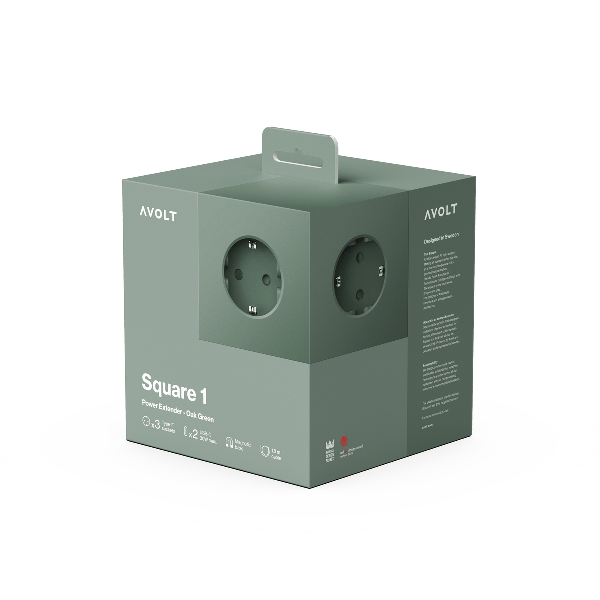Multiprise USB-C 30W 1.8m vert Square 1 - Avolt - The Cool Republic