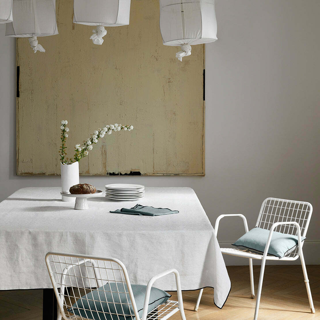 Nappe Carrée Carlina Blanc Et Gris - Madura - The Cool Republic