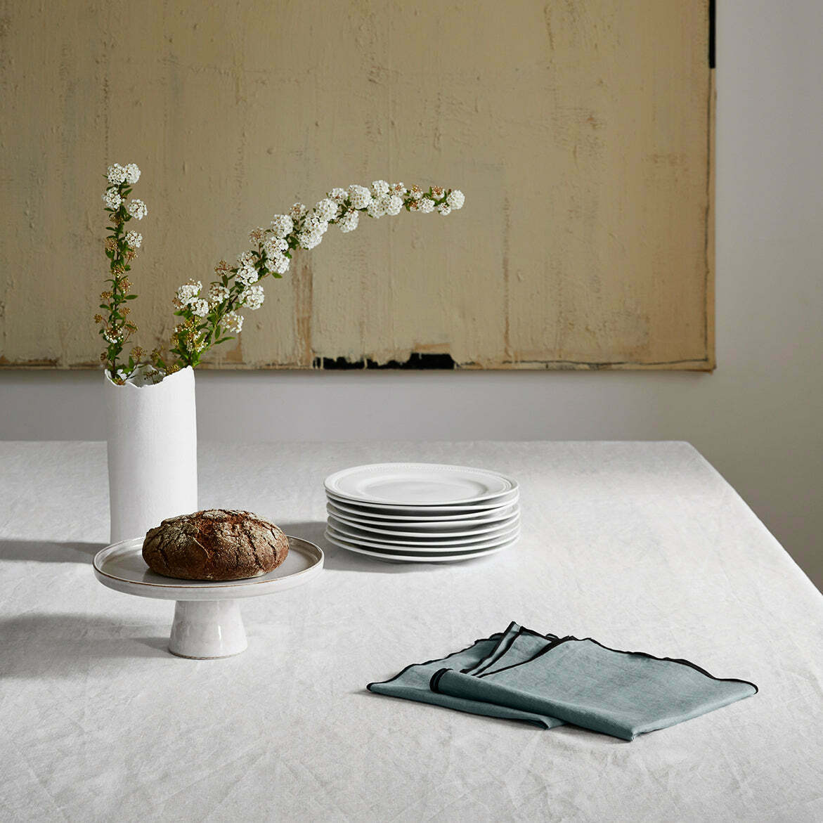 Nappe Carrée Carlina Blanc Et Gris - Madura - The Cool Republic
