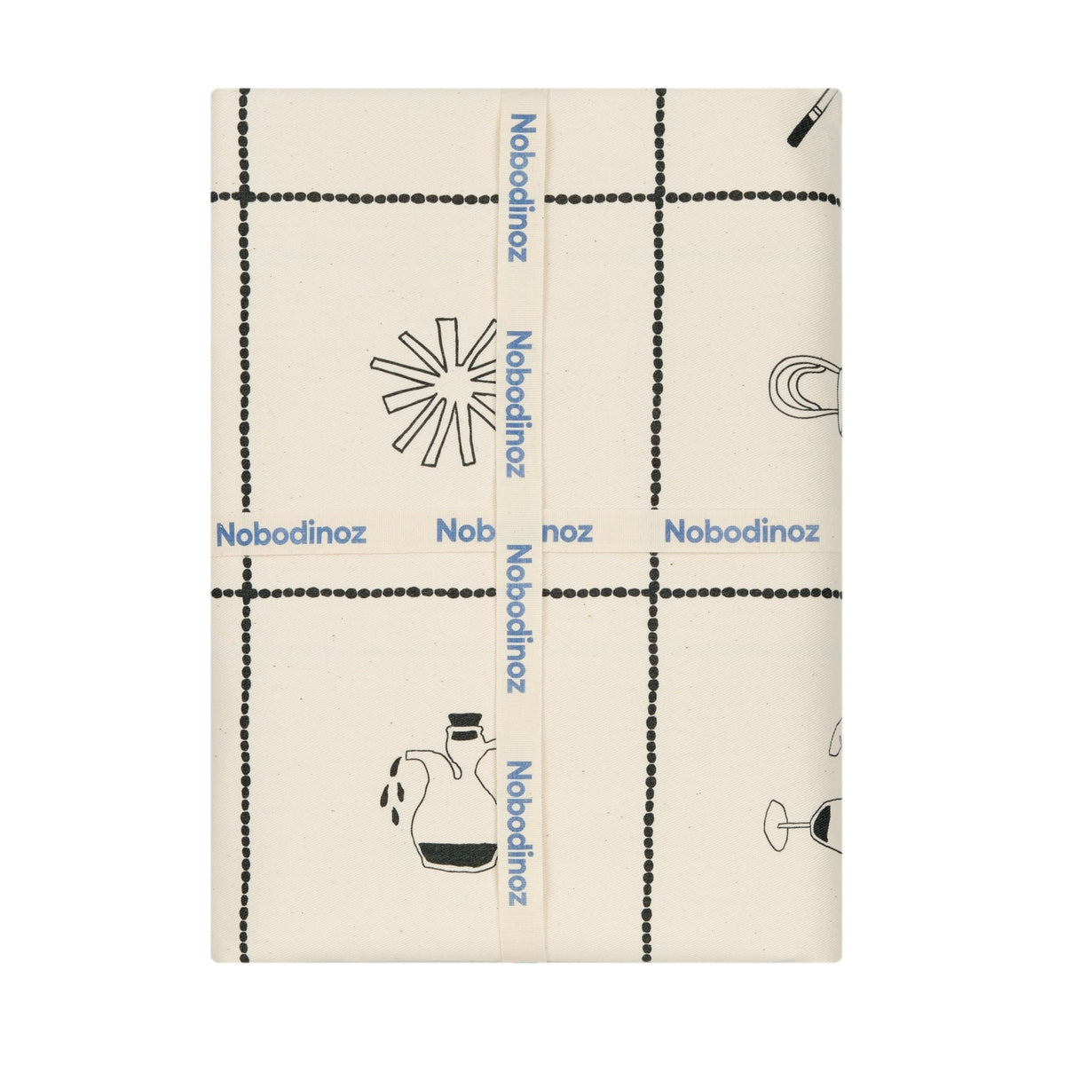 Nappe de table rectangulaire en coton bio à carreaux noir 150 x 250 cm - Nobodinoz - The Cool Republic