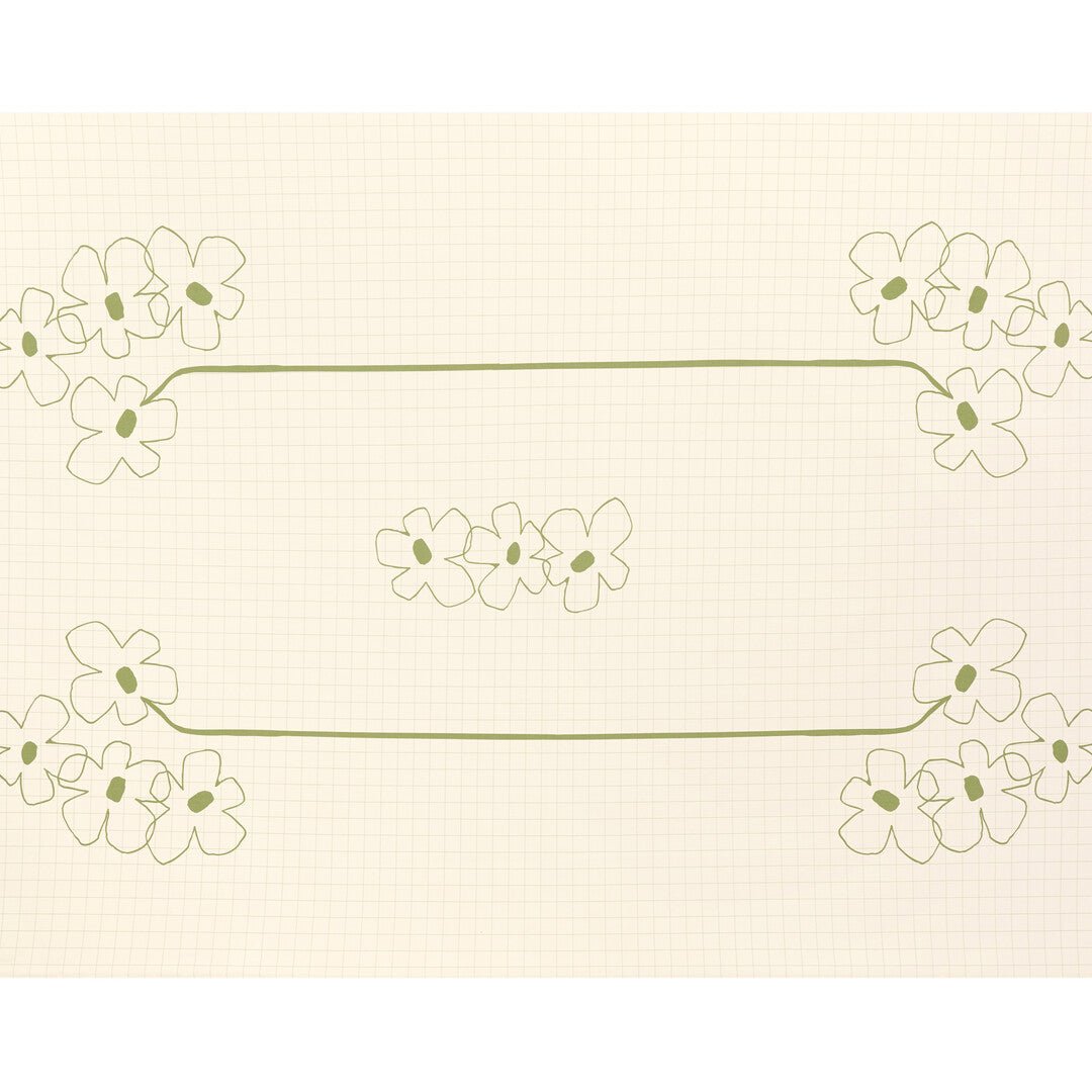 Nappe de table rectangulaire en coton bio à fleurs vert 150 x 250 cm - Nobodinoz - The Cool Republic