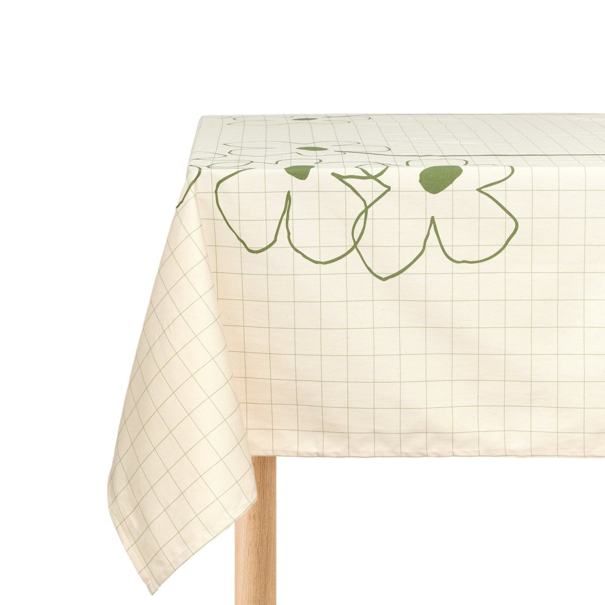 Nappe de table rectangulaire en coton bio à fleurs vert 150 x 250 cm - Nobodinoz - The Cool Republic
