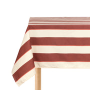 Nappe de table rectangulaire en coton bio à rayures marron et rouge 150 x 250 cm - Nobodinoz - The Cool Republic