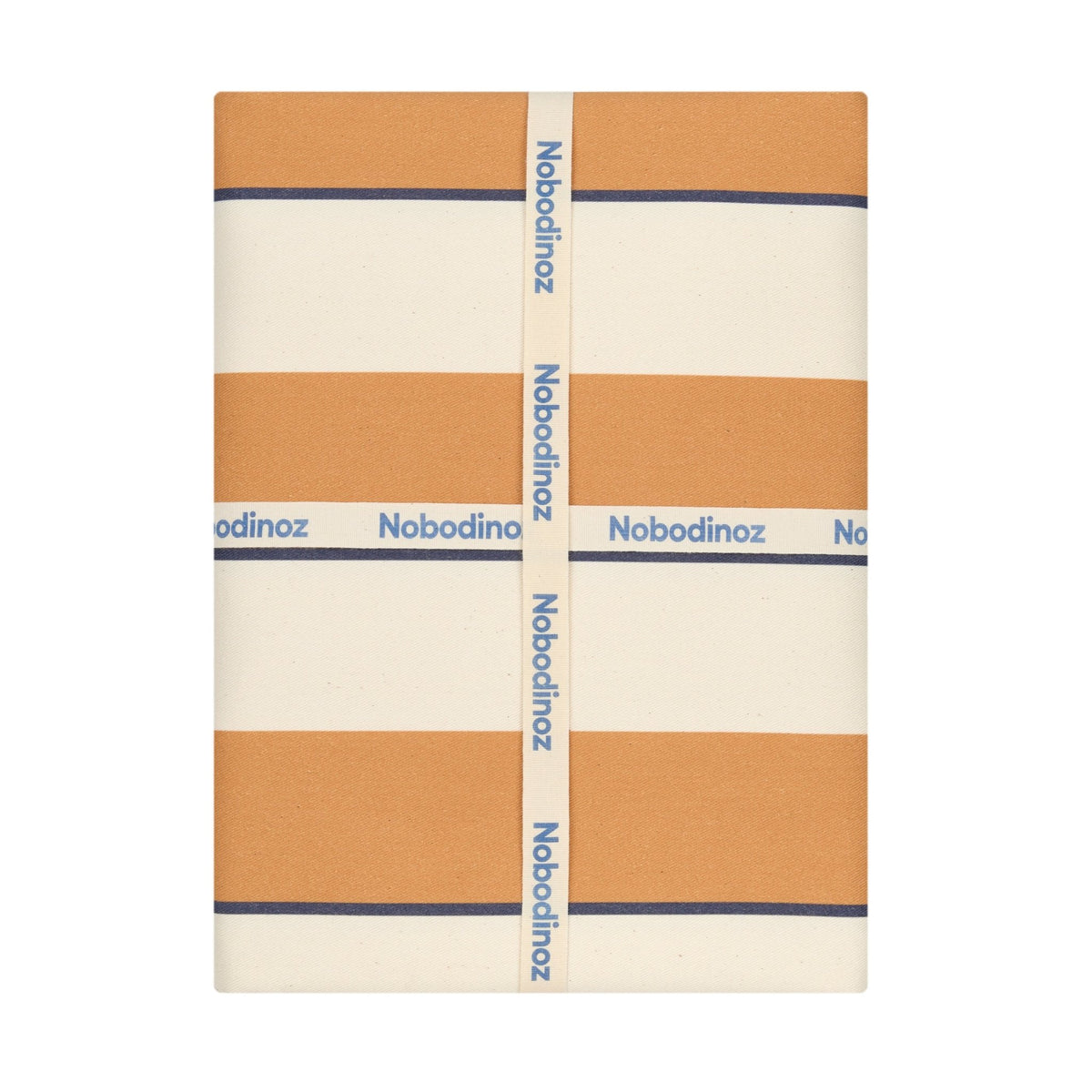 Nappe de table rectangulaire en coton bio à rayures orange et bleu 150 x 250 cm - Nobodinoz - The Cool Republic