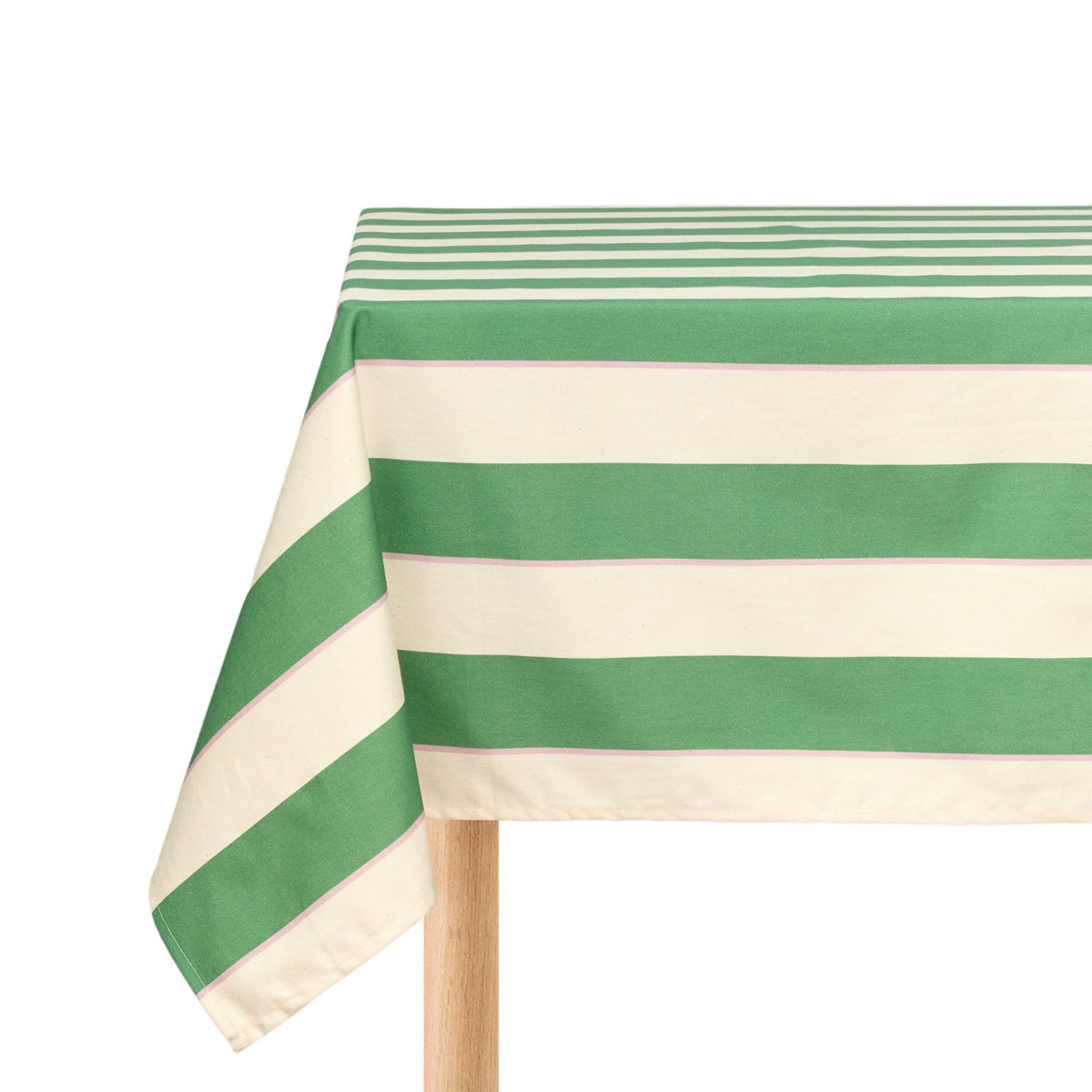 Nappe de table rectangulaire en coton bio à rayures vert et rose 150 x 250 cm - Nobodinoz - The Cool Republic