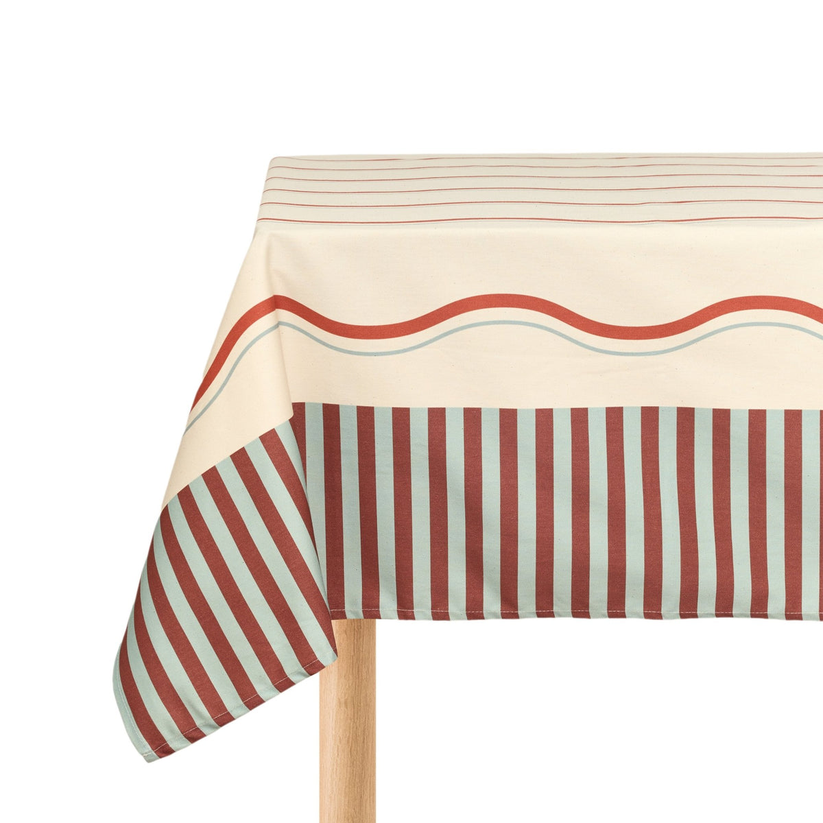 Nappe de table rectangulaire en coton bio rouge et bleu 150 x 250 cm - Nobodinoz - The Cool Republic