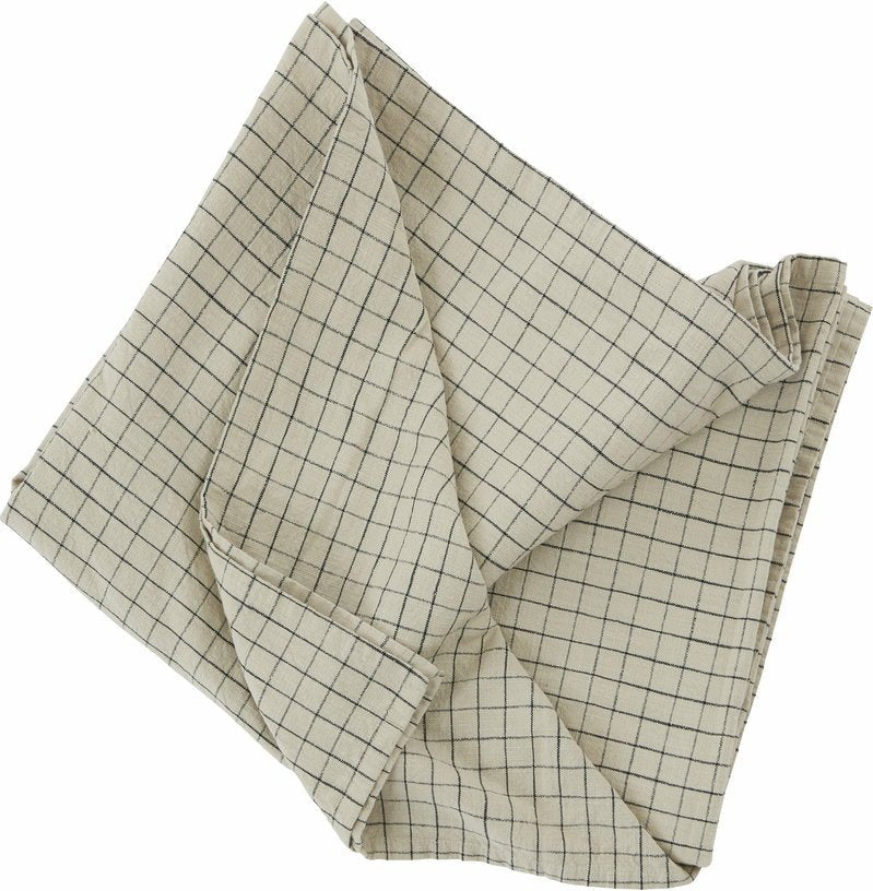 Nappe en coton quadrillée argile et noir 140 x 200 cm Grid - OYOY - The Cool Republic