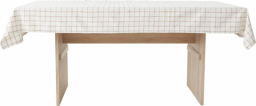 Nappe en coton quadrillée blanc cassé et rouge 140 x 260 cm Grid - OYOY - The Cool Republic