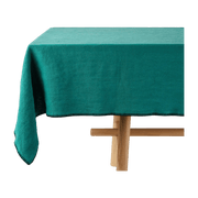 Rectangular tablecloth blue lagoon and black festoon 140 x 250 cm Nino - Madura - The Cool Republic