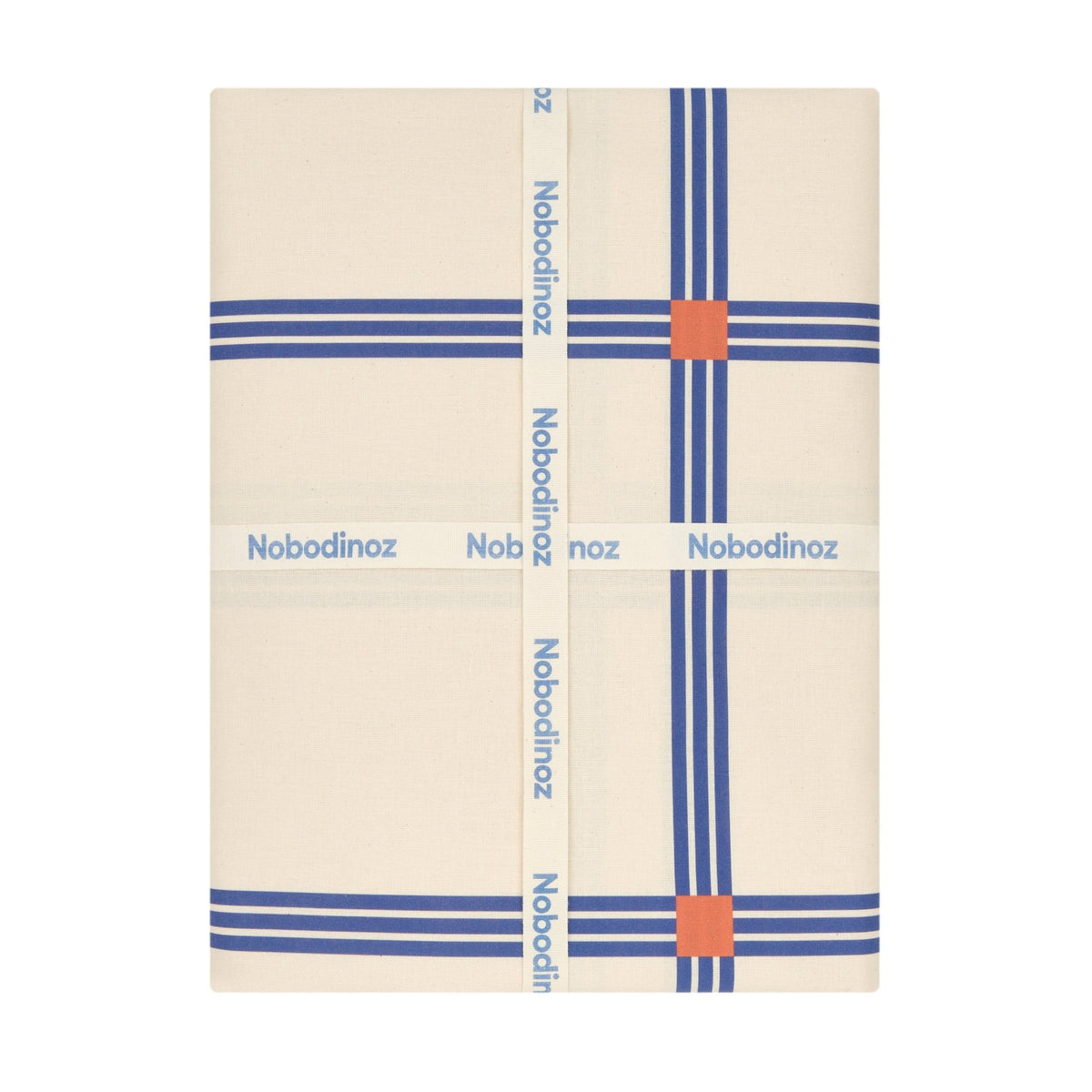 Nappe rectangulaire en popeline de coton bio à carreaux bleu et orange 150 x 250 cm - Nobodinoz - The Cool Republic