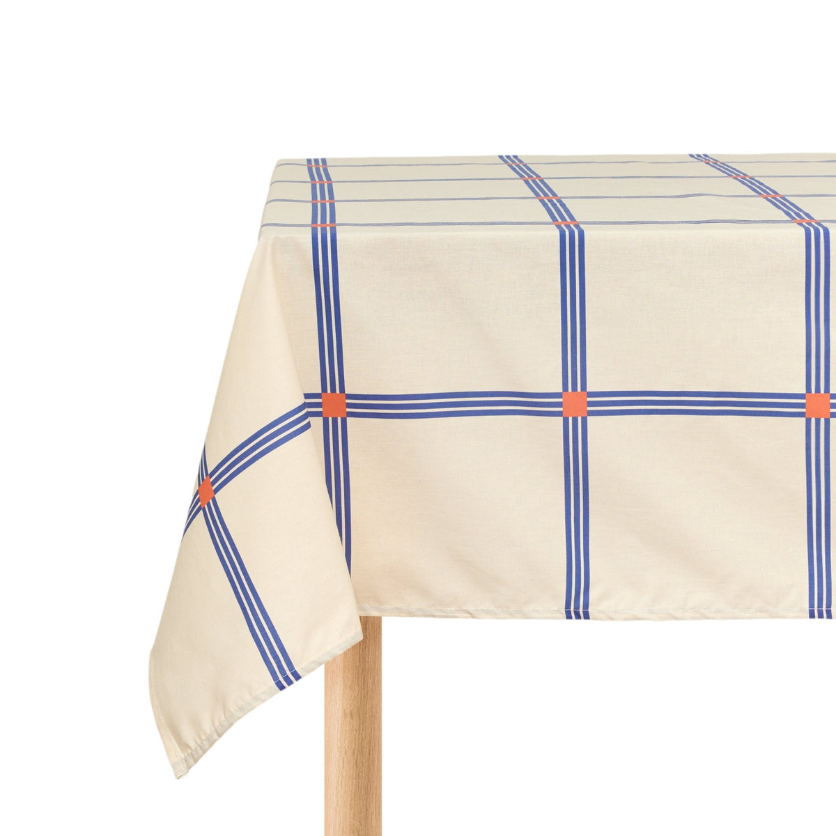 Nappe rectangulaire en popeline de coton bio à carreaux bleu et orange 150 x 250 cm - Nobodinoz - The Cool Republic