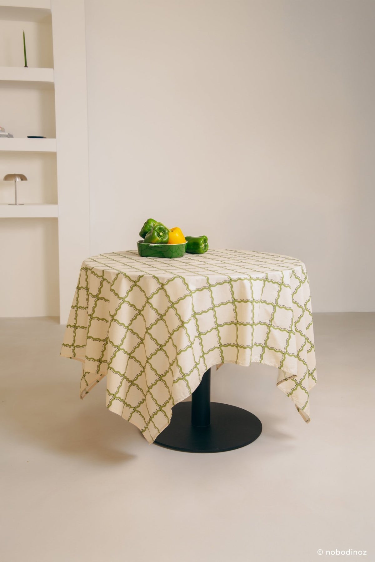 Nappe rectangulaire en popeline de coton bio à carreaux vert et bleu 150 x 250 cm - Nobodinoz - The Cool Republic