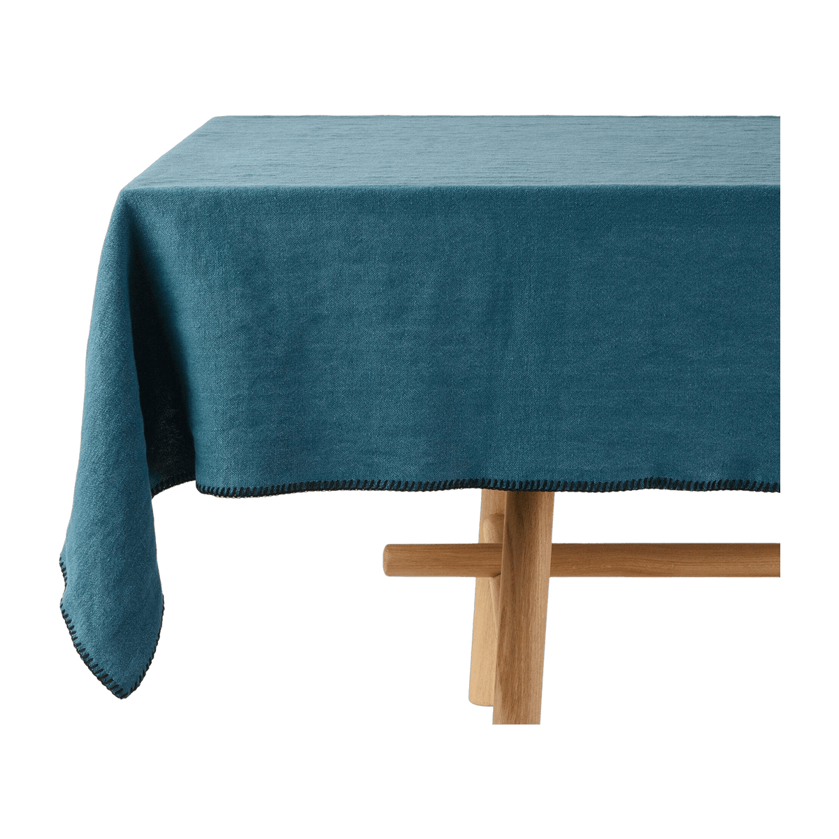 Rectangular tablecloth indigo and black scallop 140 x 250 cm Nino - Madura - The Cool Republic