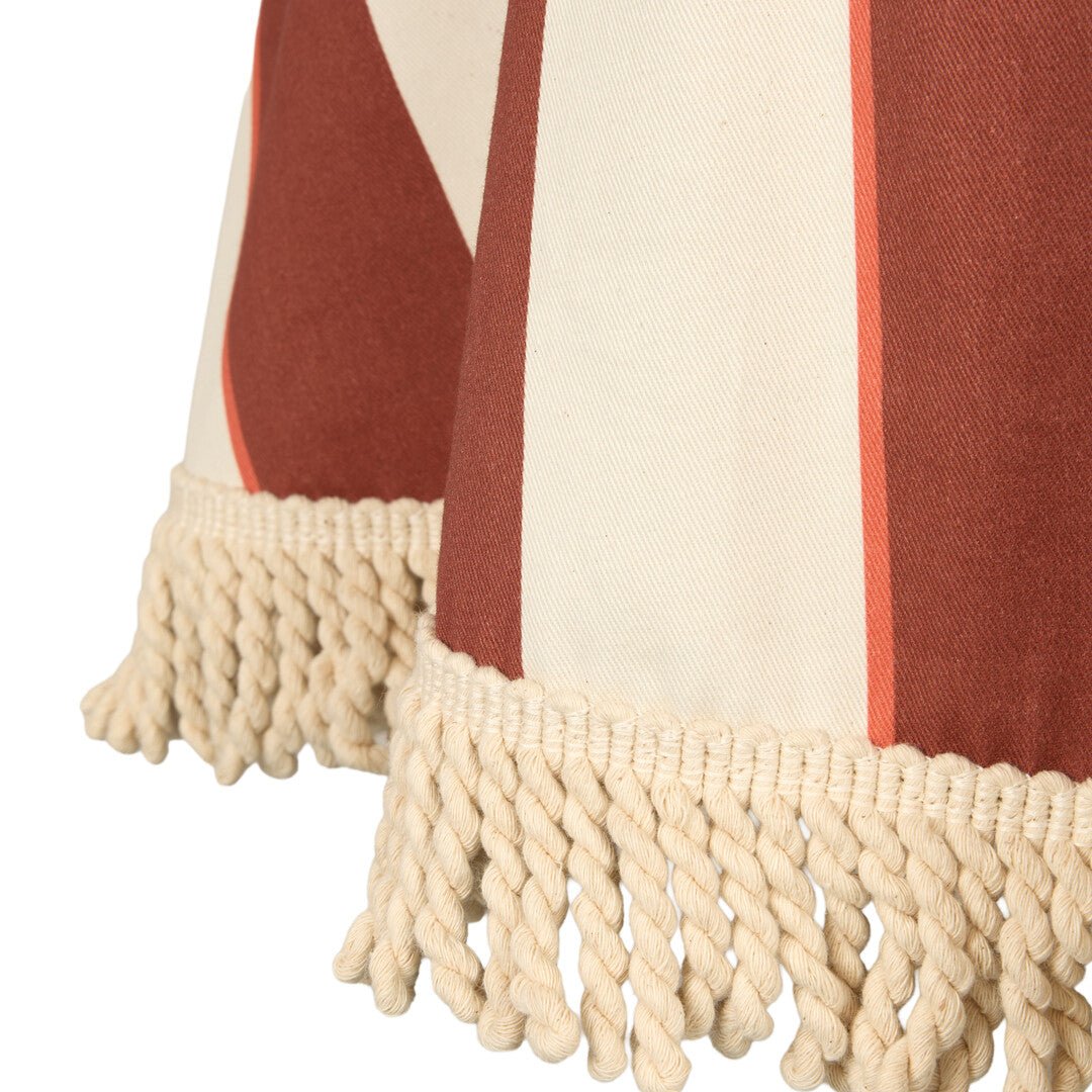 Nappe ronde avec franges en popeline de coton bio à rayures rouge 160 cm - Nobodinoz - The Cool Republic
