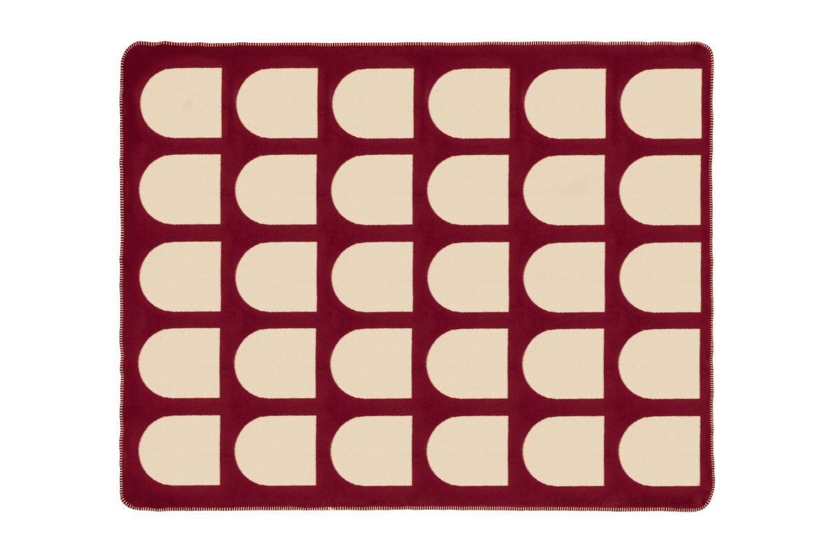 Plaid in cotone bordeaux e giallo burro 150 x 200 cm Gilli - noo.ma