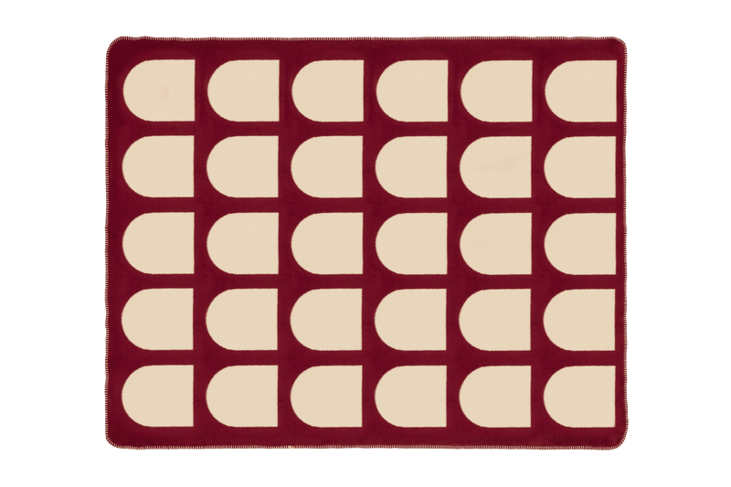 Plaid aus Baumwolle Bordeaux und Buttergelb 150 x 200 cm Gilli - noo.ma