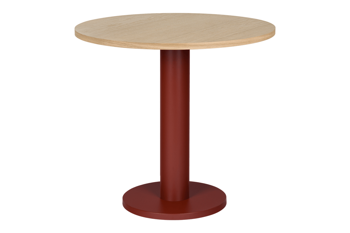 Runder Esstisch aus Esche und rotem Stahl 80x80x73 cm Sool Café - noo.ma