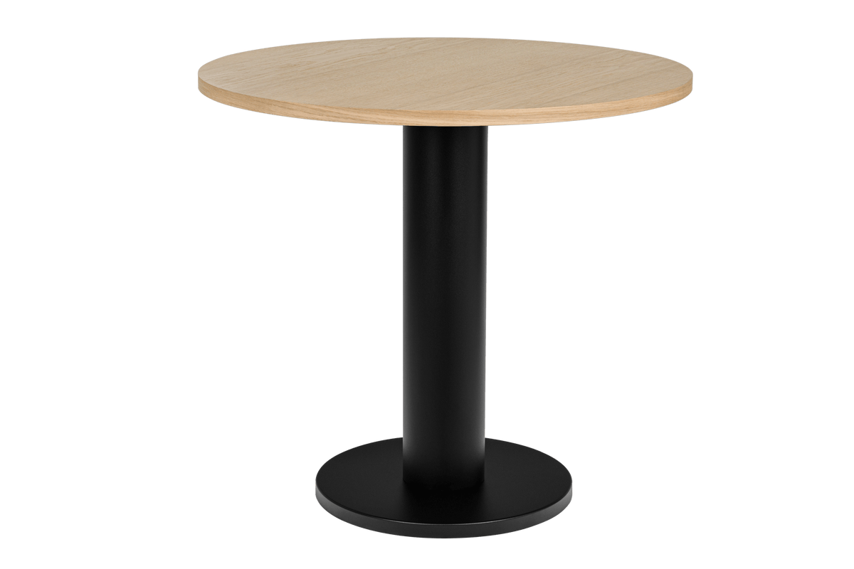 Runder Esstisch aus Eiche und schwarzem Stahl und beige 80x80x73 cm Sool Café - noo.ma