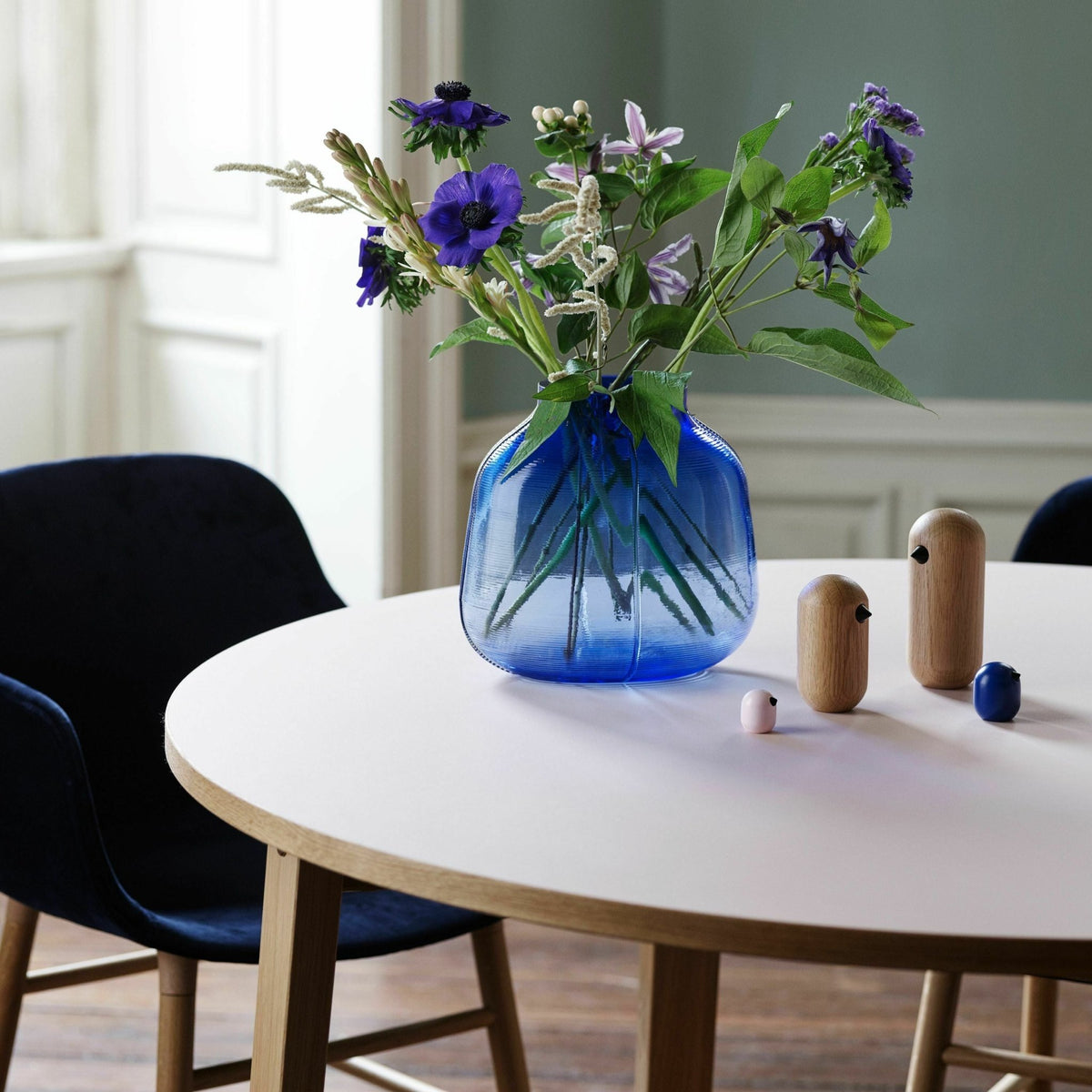Oiseau en bois 7 cm vert Little Bird bleu vert - Normann Copenhagen - The Cool Republic