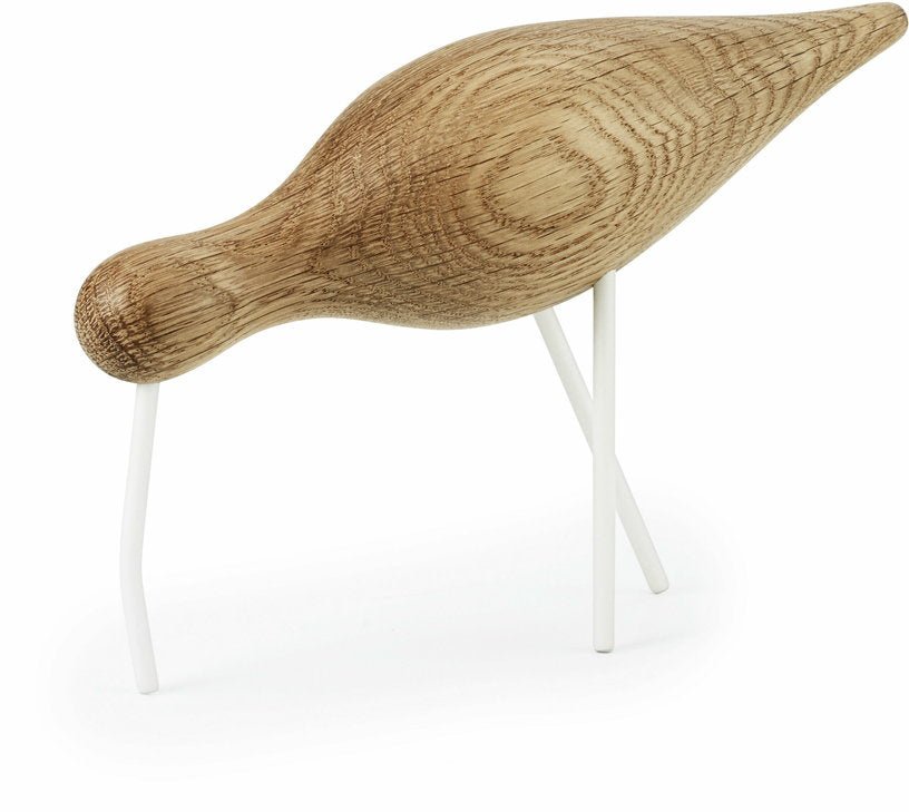 Oiseau en chêne et pieds en acier blancs L Shorebird blanc - Normann Copenhagen - The Cool Republic