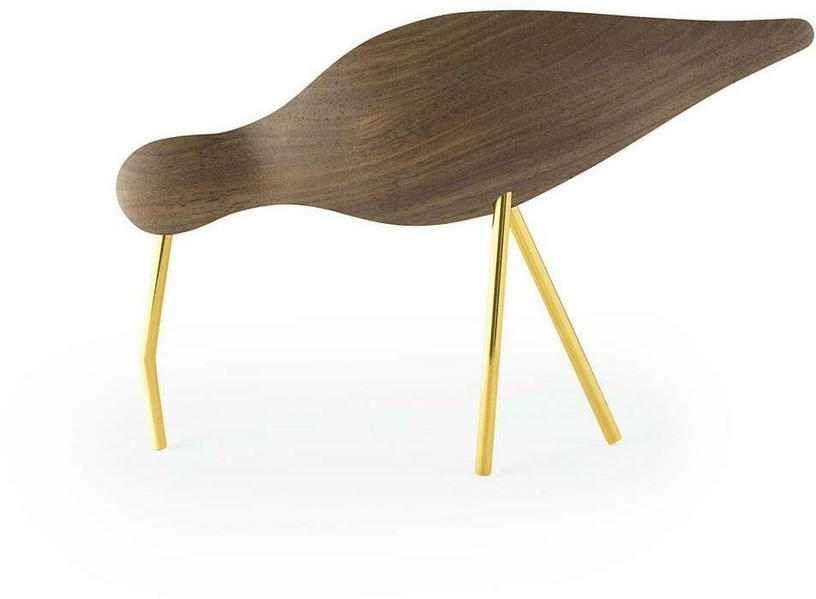 Oiseau en noyer et pieds en laiton dorés L Shorebird Brass - Normann Copenhagen - The Cool Republic