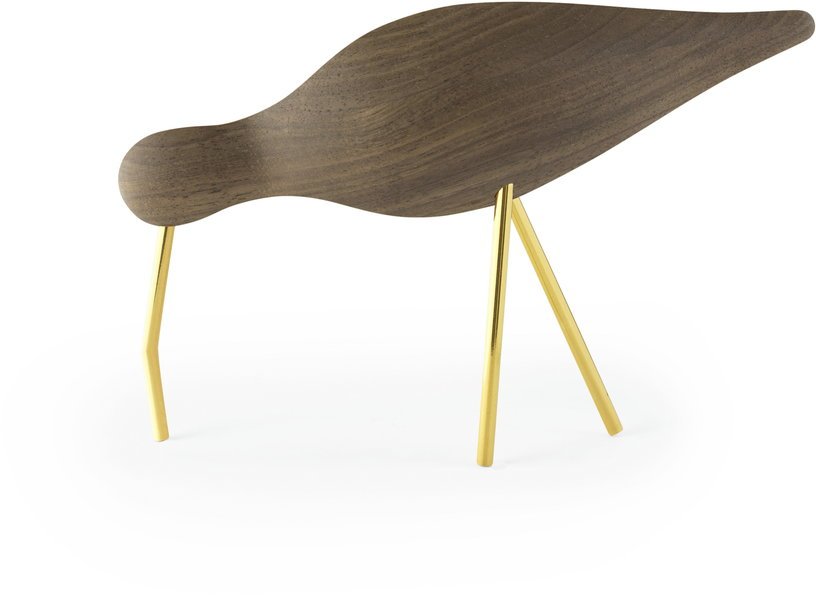 Oiseau en noyer et pieds en laiton dorés L Shorebird Brass - Normann Copenhagen - The Cool Republic