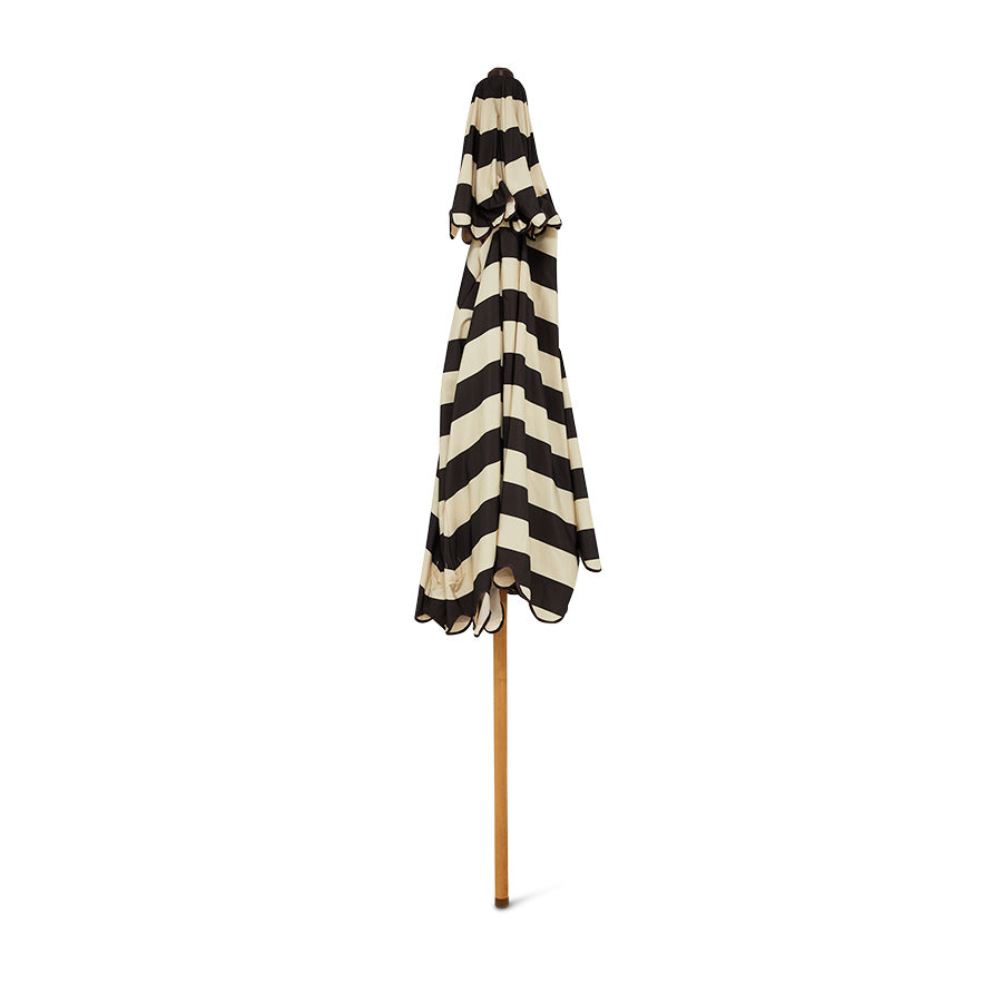 Parasol en bois de hêtre et tissu rayé Stracciatella - HKLIVING