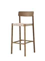 Sedia da bar in legno affumicato e seduta con cinghie naturali 47x45x103cm Betty - &tradition