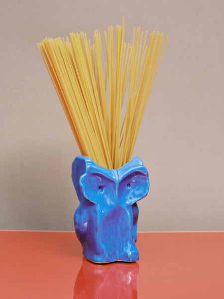 Eulen-Vase aus blauem Steinzeug 12cm Après Minuit - Serax