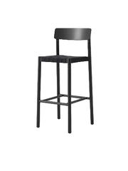 Silla de bar de madera negra con asiento con correas negras 47 x 45 x 103 cm Betty - &tradition