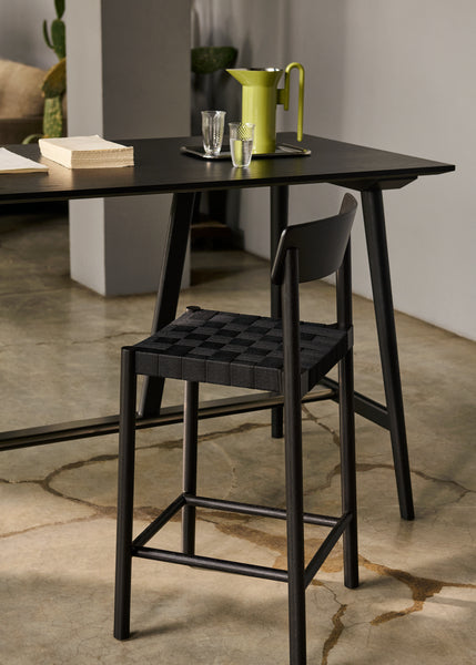 Black wood bar chair with black webbed seat 47x45x93cm Betty - &tradition