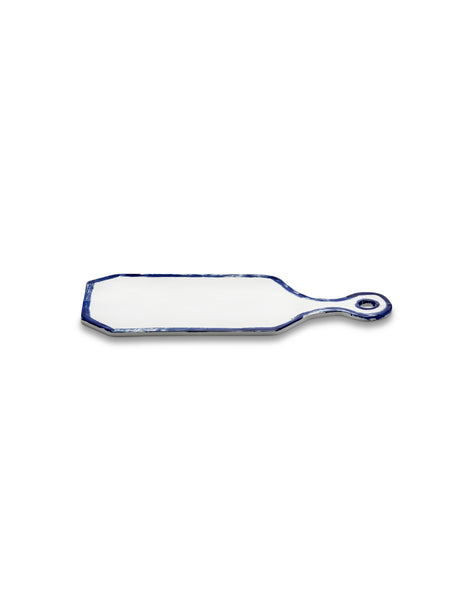 Piatto rettangolare da portata in gres bianco e blu 37x15x0,7cm Line-up - Serax