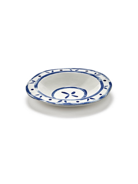 Ensaladera redonda en gres blanco y azul 33,5x32,5x5,5cm 02 Line-up - Serax