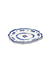 Plat de service rond en grès blanc et bleu 36x34x2cm 02 Line-up - Serax