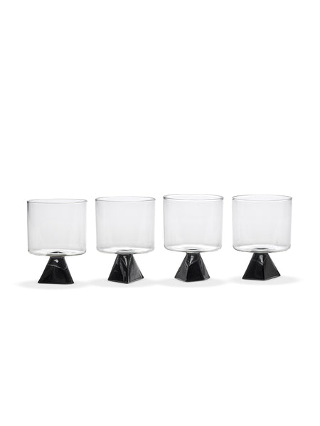 4 Bicchieri trasparenti e neri 38cl 8x11,5cm - Serax