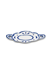 Plat de service ovale en grès blanc et bleu 40,5x36,5x3cm 03 Line-up - Serax