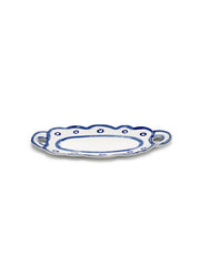 Plat de service ovale en grès blanc et bleu 37,5x18,5x3cm 02 Line-up - Serax
