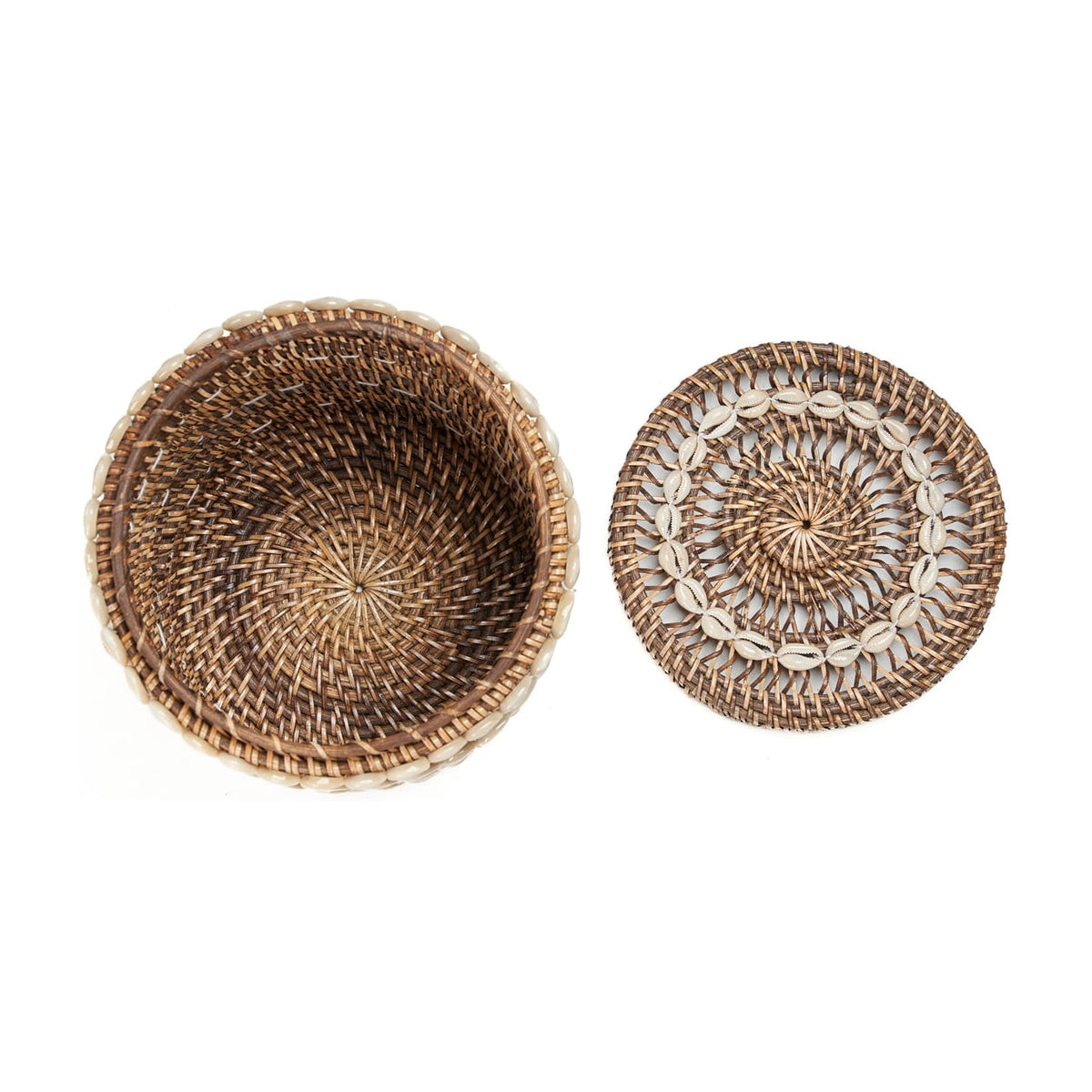 Panier à linge en coquillages et rotin naturel marron 21x21x32cm Shell - Bazar Bizar — vue 5