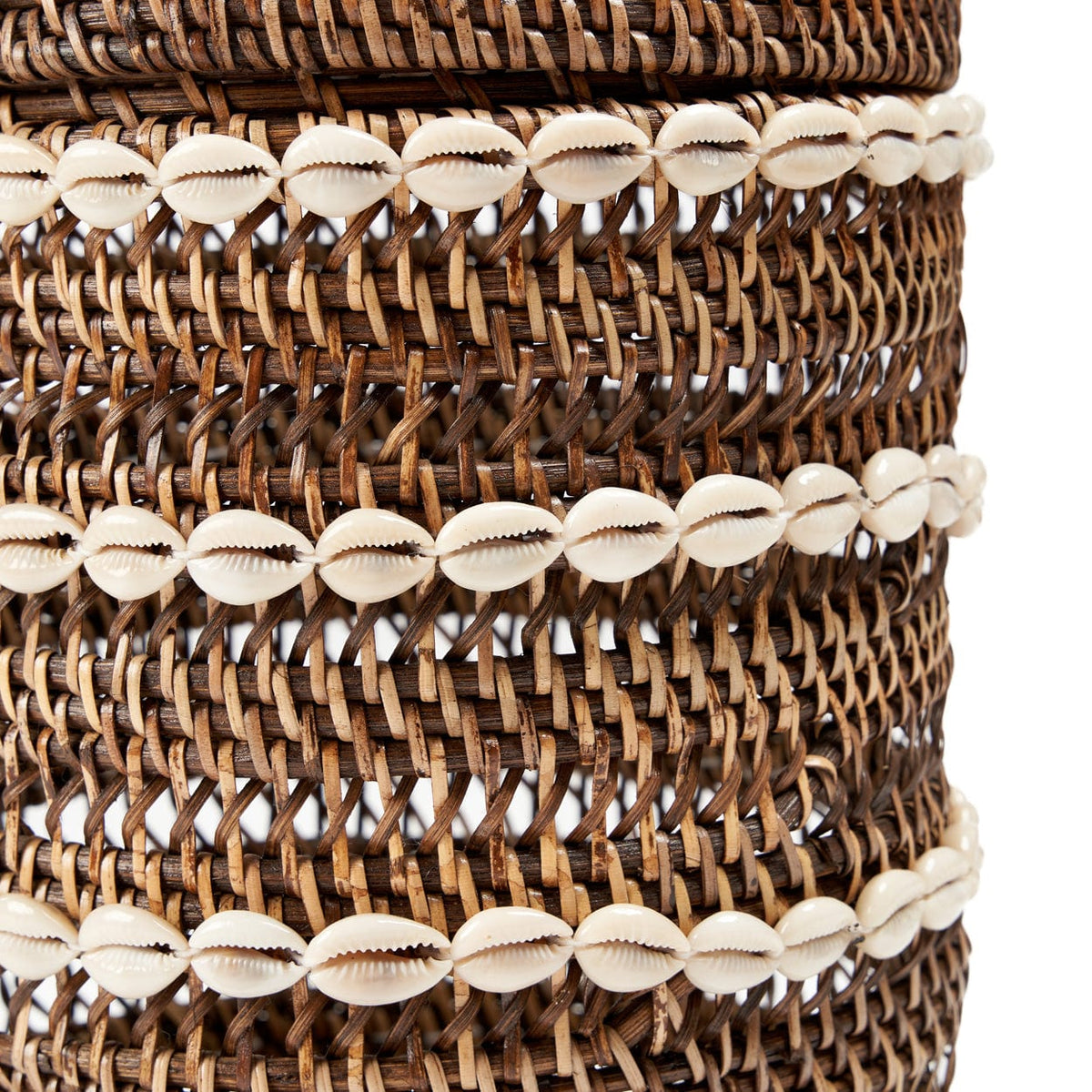 Panier à linge en coquillages et rotin naturel marron 21x21x32cm Shell - Bazar Bizar — vue 7
